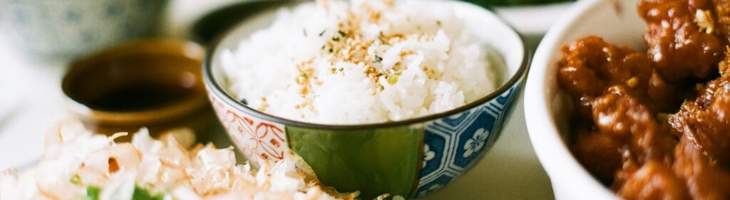 白ご飯とおかずが映っている