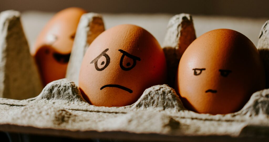 卵に顔が書かれています
